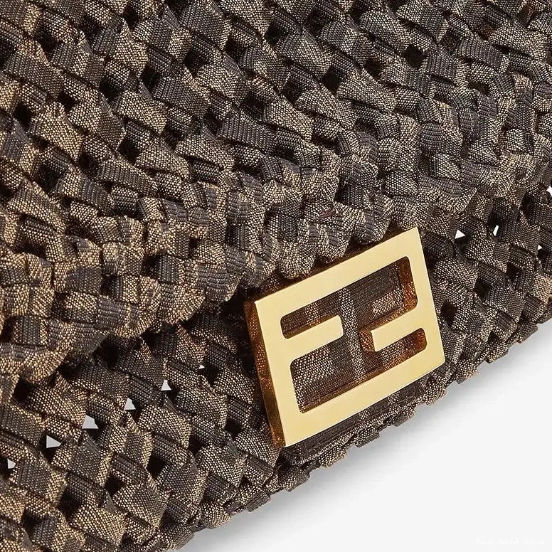 Cheap In Fabric Bag Fendi Coffee Medium Baguette Interlace 0520